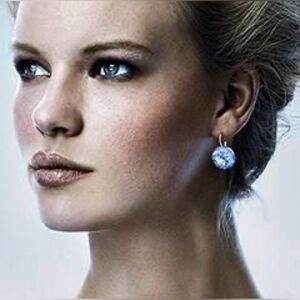 CLASSY, LARGE, LIGHT BLUE, Authentic Swarovski Bella Drop Earrings. BRAND NEW.